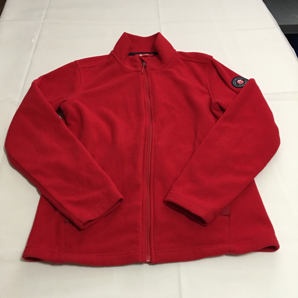 Chick-fil-A Fleece Jacket Small Red Full Zip Mock Neck Logo Employee Uniform